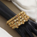 Gold-Plated Polki & Gemstone Designer Bangles