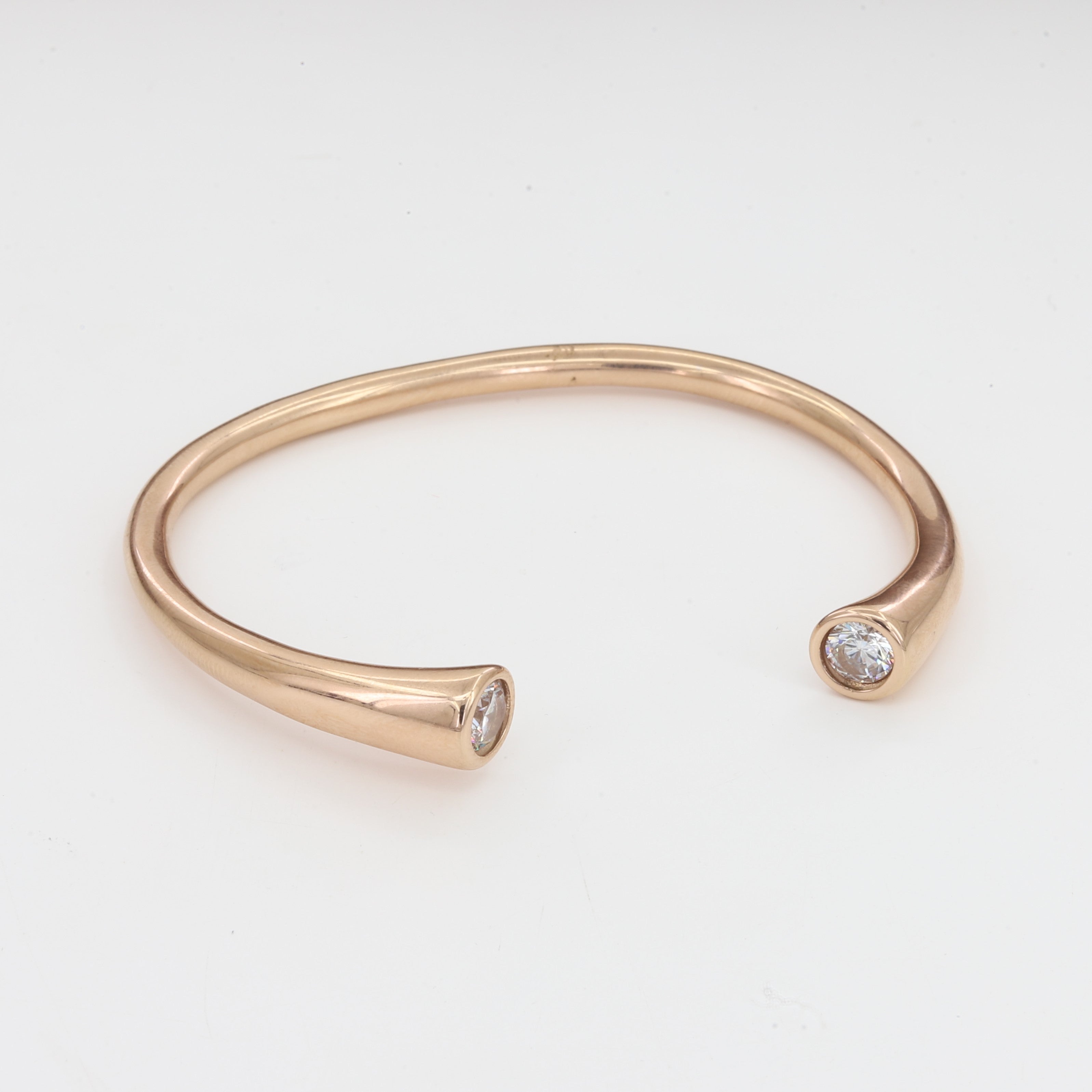 Minimalist Gold Open Cuff Bracelet with Dual Stones