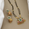 Traditional Green Stone Mangalsutra & Jhumka Earring Set