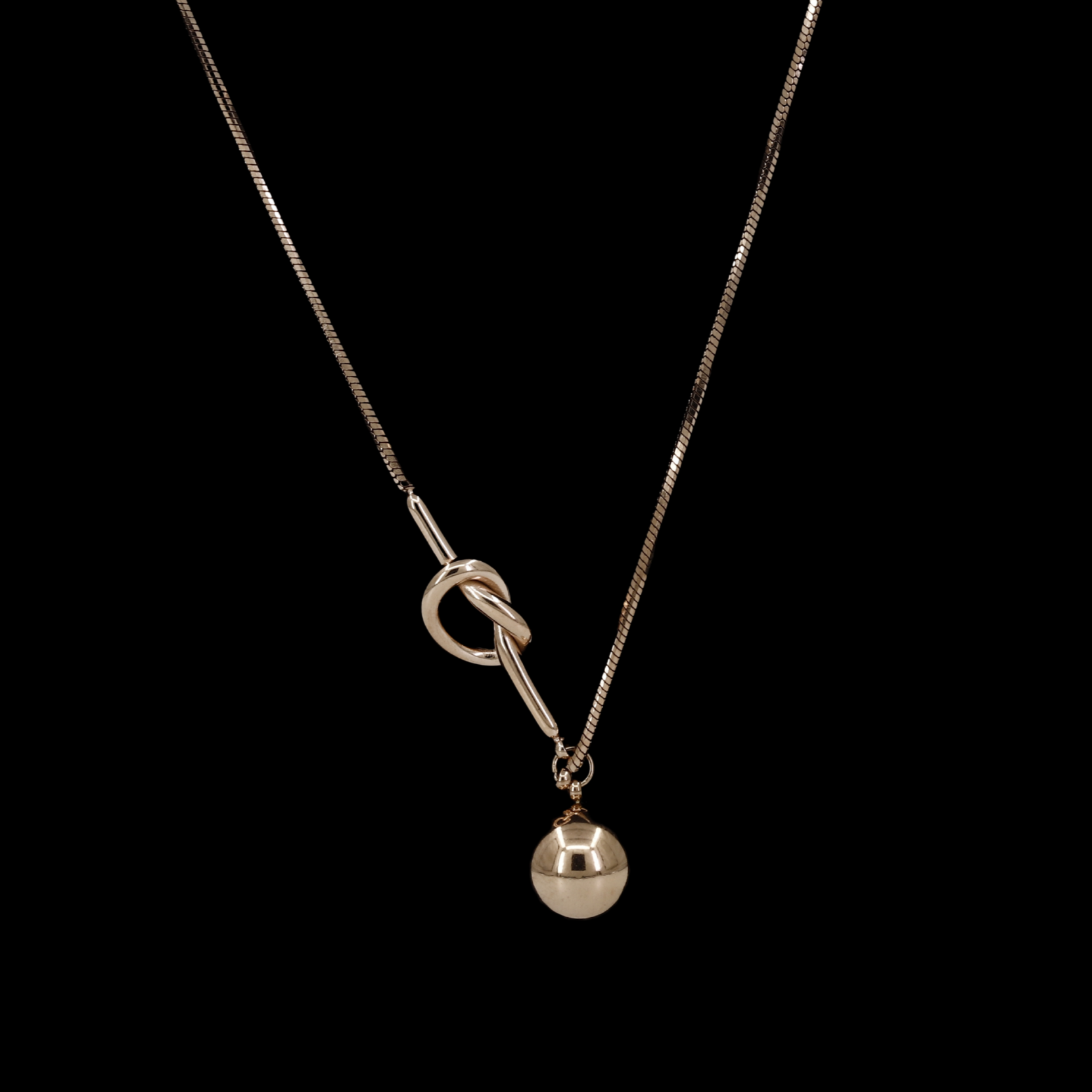 Gold-Tone Tie Knot & Polished Ball Lariat-Style Necklace