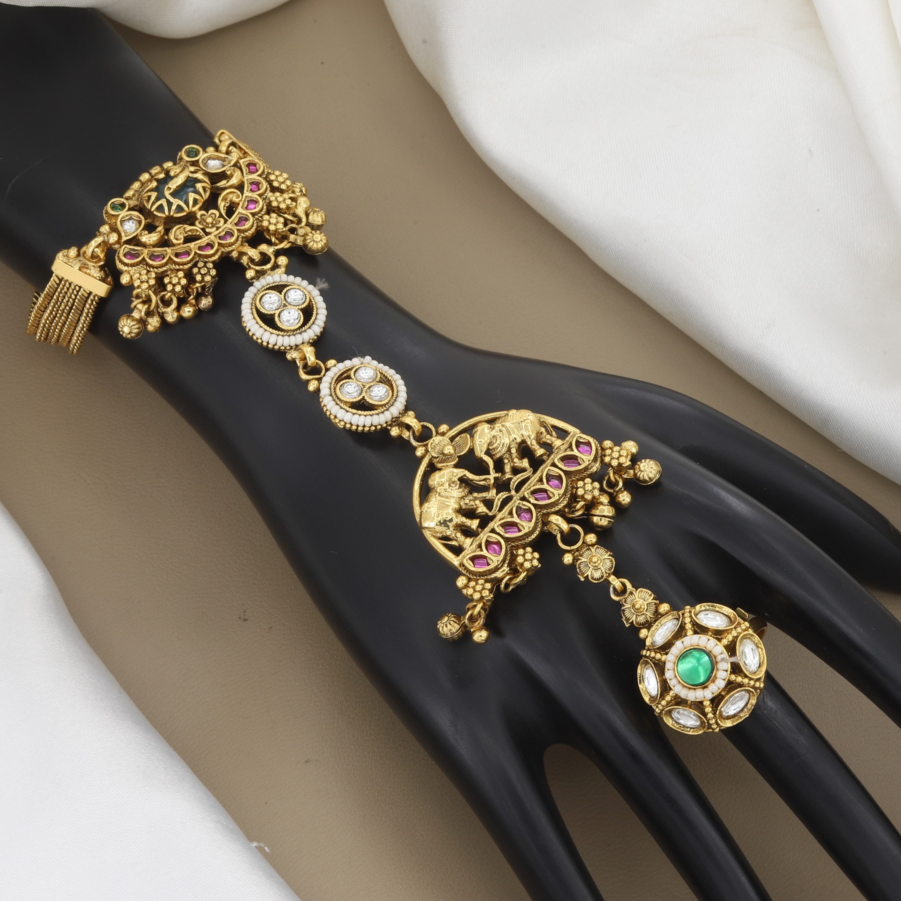 Heritage Antique Gold Elephant Motif Hath Panja