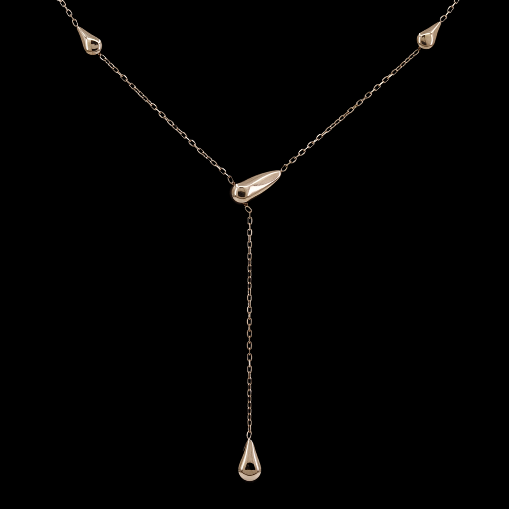 Dainty Y-Necklace Gold Teardrop Lariat Necklace