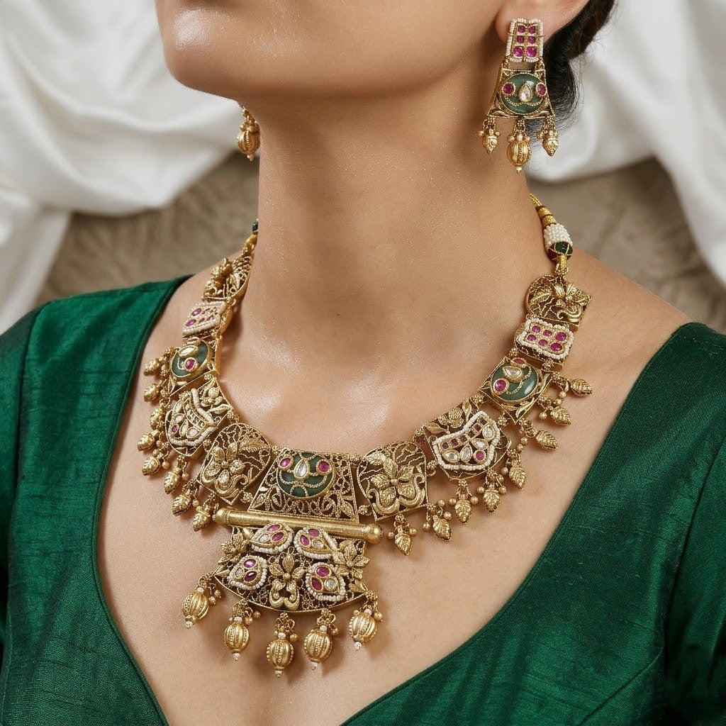 Antique Handcrafted Necklace & Earrings