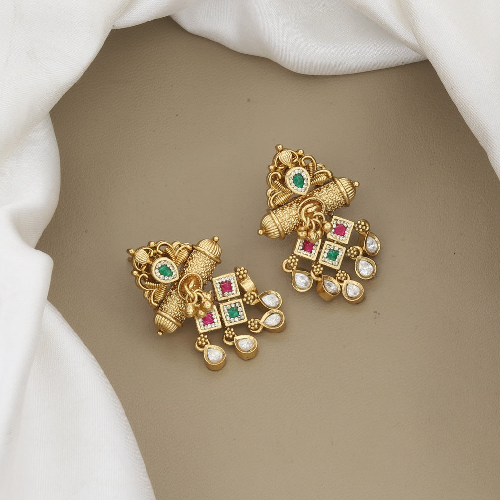 Traditional Antique Gold Plated Necklace & Earring Set