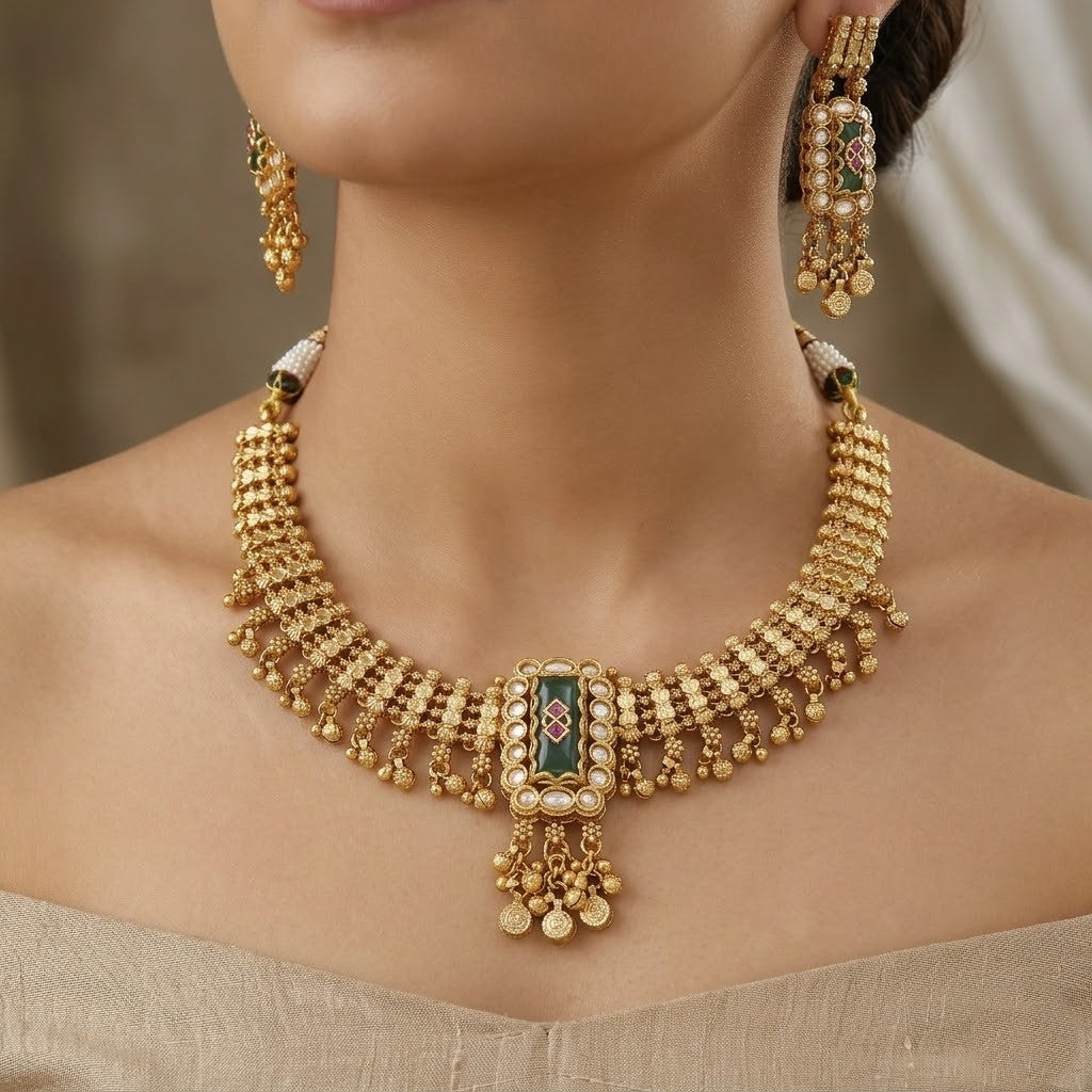 Handcrafted Kundan & Stone Necklace Set