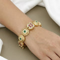 Royal Emerald & Ruby Gold-Plated Circular Medallion Bracelet