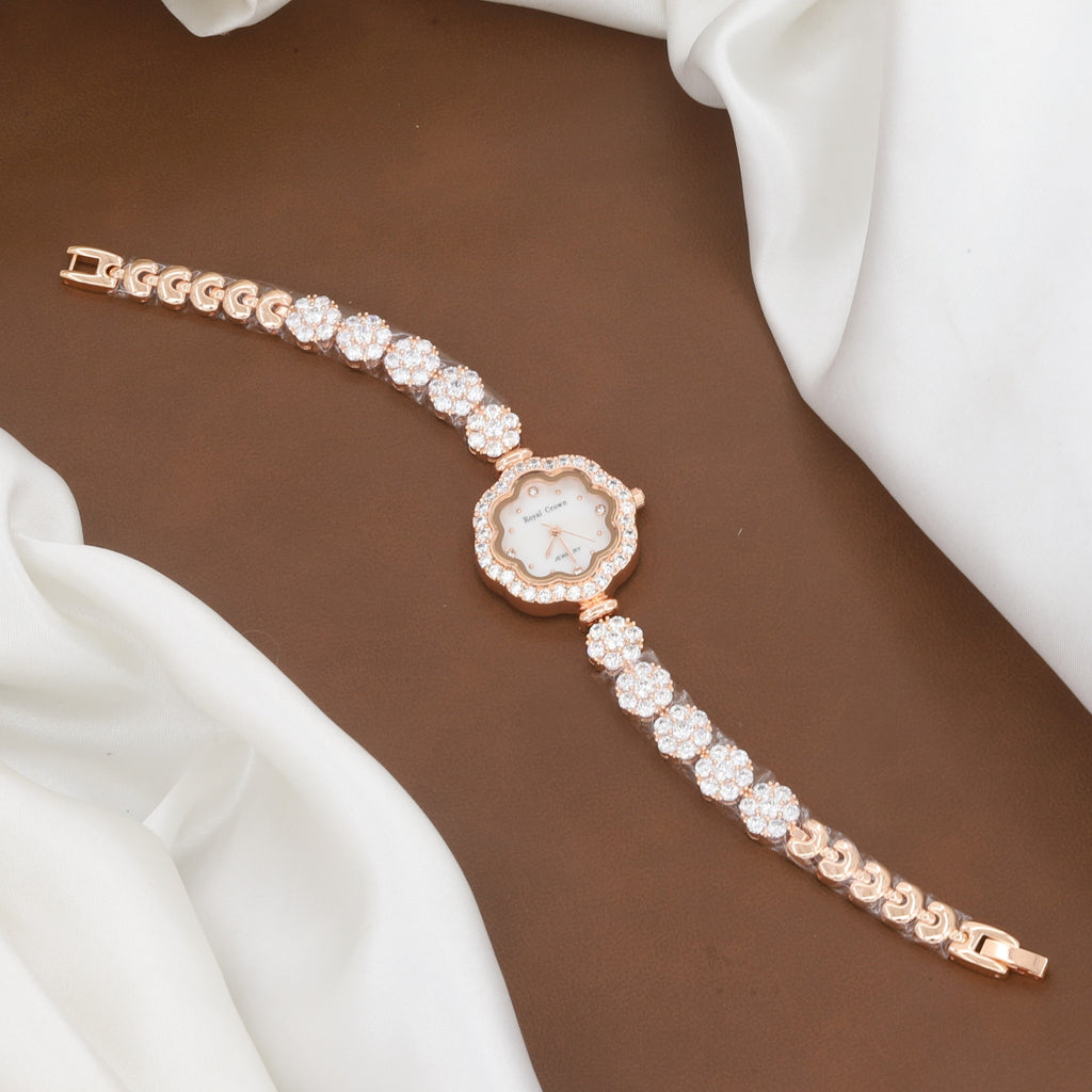 Elegant Rose Gold Floral Watch for Women