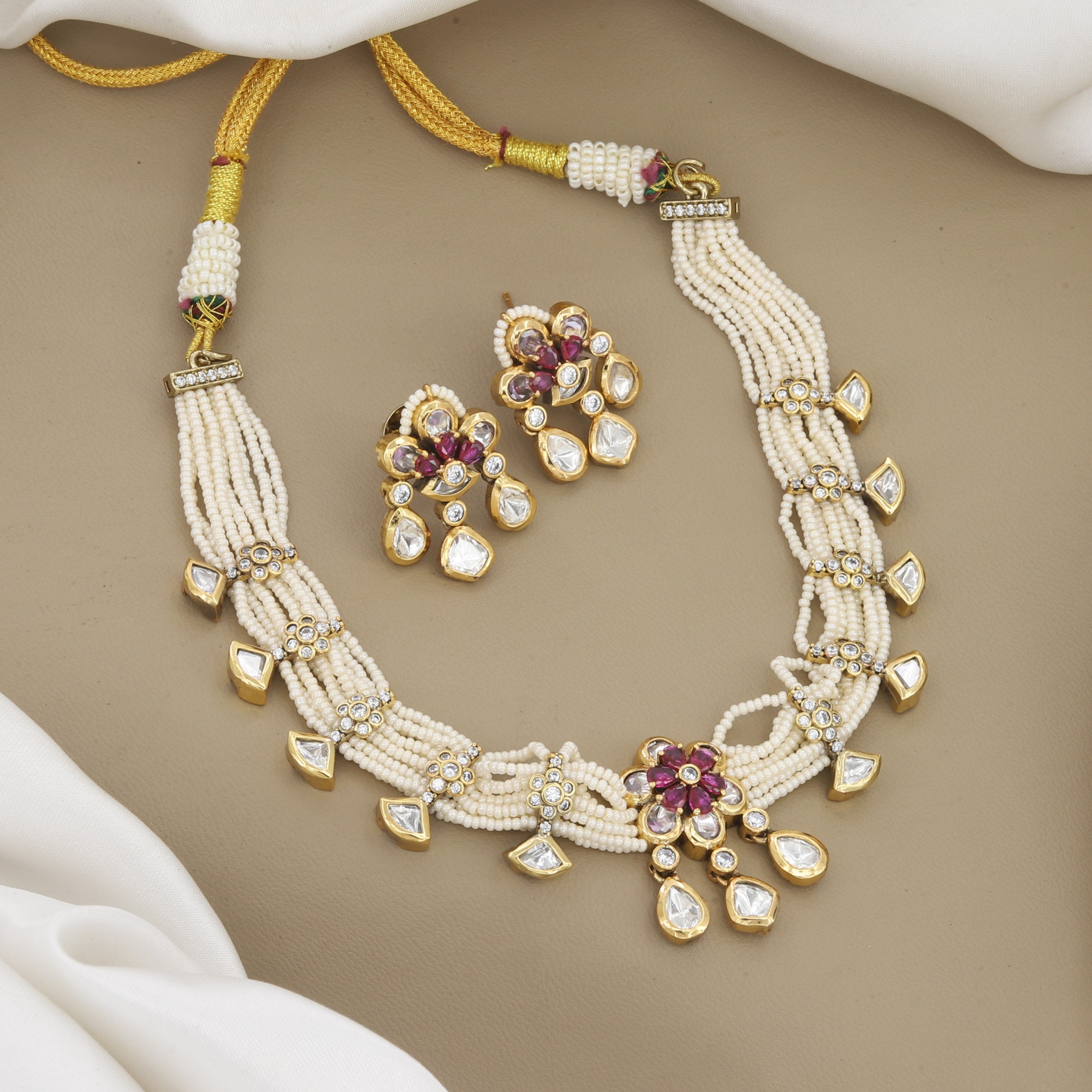 Victorian Polish Traditional Multi-Strand Seed Pearl Necklace Set