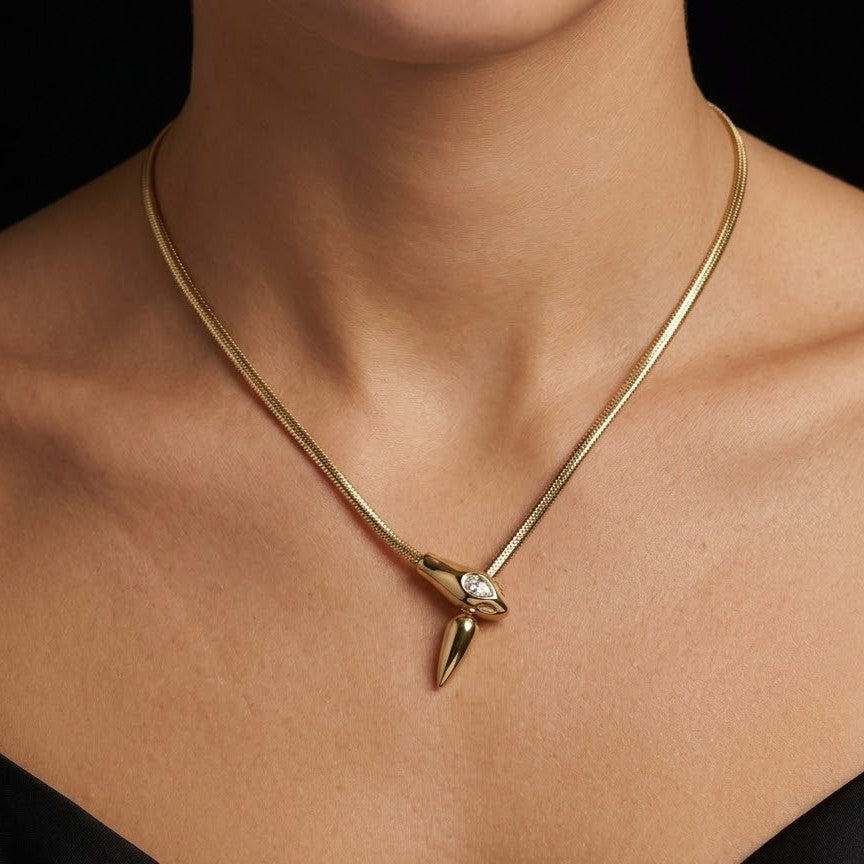 Serpent Pendant Women's Gold Snake Choker Necklace