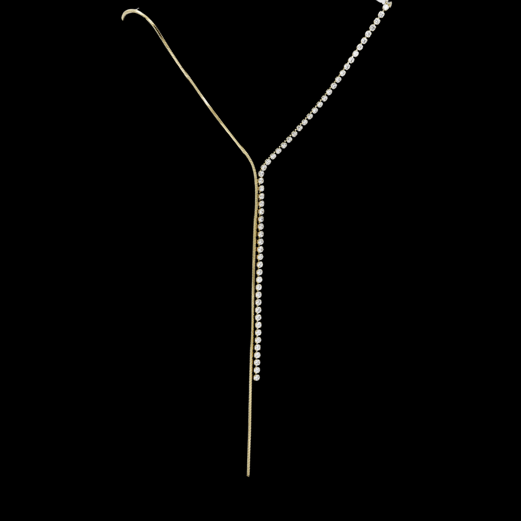 Elegant Tennis Drop Necklace in Gold