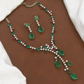 Elegant Emerald & Ruby Teardrop Necklace Set
