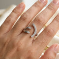Sparkling Heart-Cut Double-Row Eternity Ring in Polished Sterling Silver