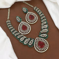 Mehndi Polished Exquisite Ruby and Emerald Diamond Necklace Set