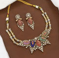 Multicolor Polki and Cabochon Gemstone Necklace Set
