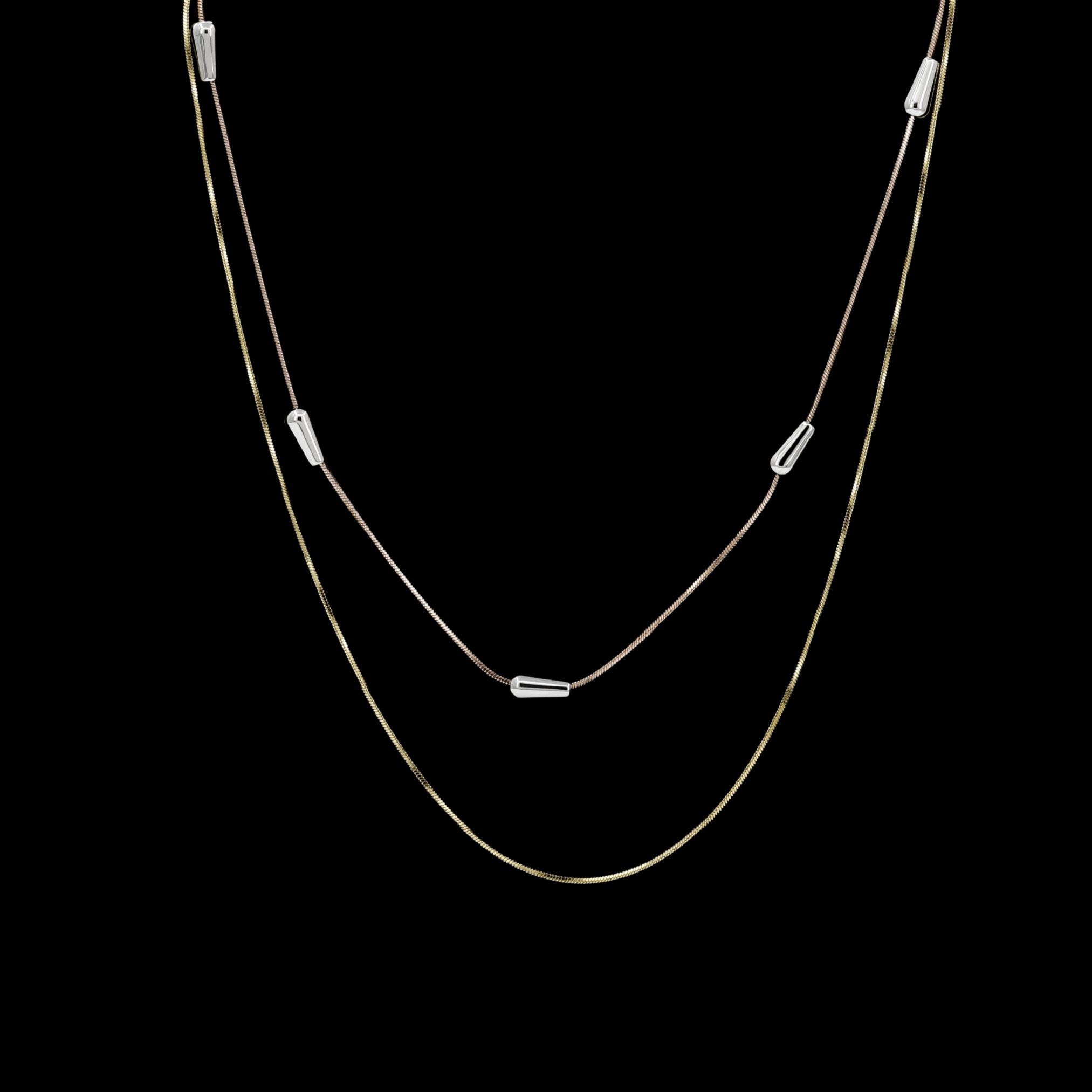 Silver Accents Minimalist Two-Tone Layered Necklace