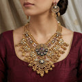 Antique Gold Tone, Multi-Stone & Enamel Work Necklace Set