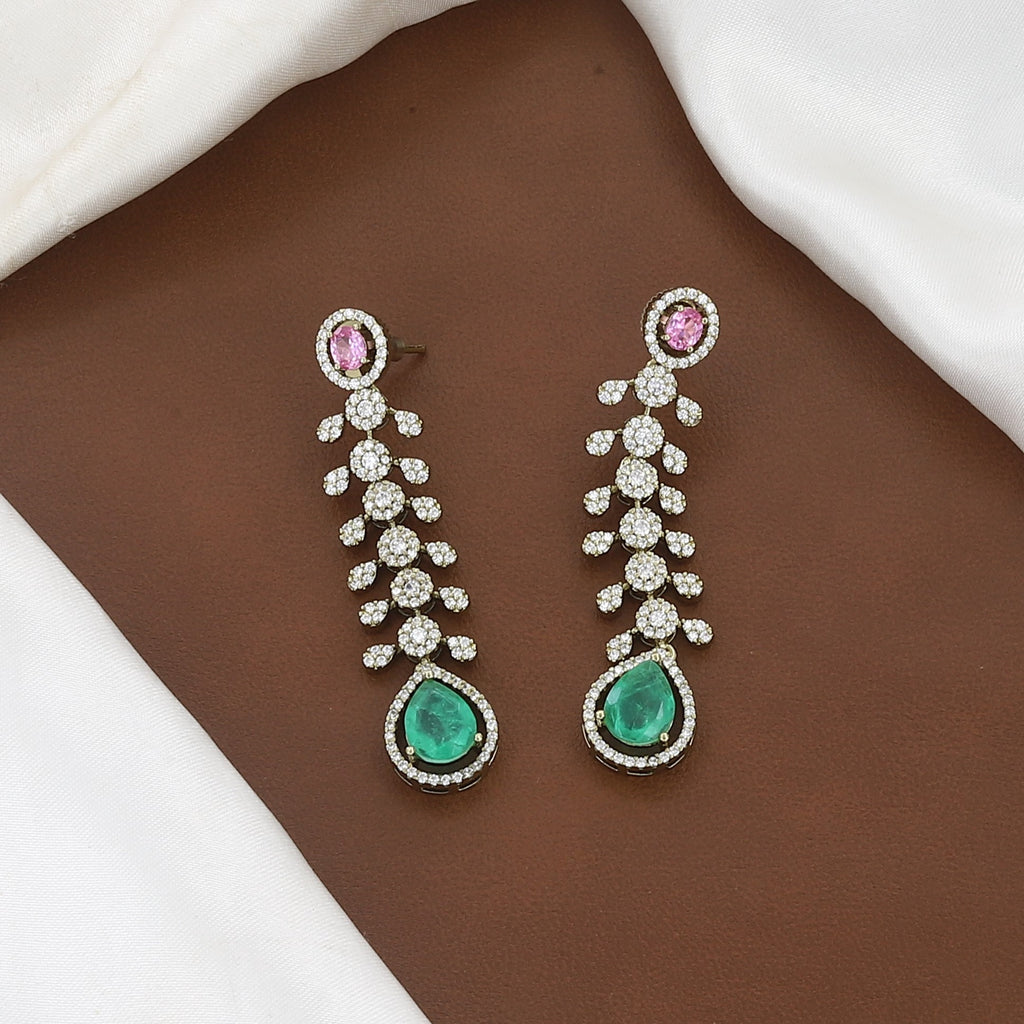 Delicate Emerald and Pink Sapphire CZ Necklace Set