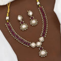 Traditional Gold Plated Kundan & Ruby Red Necklace Set