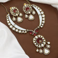 Royal Mother of Pearl Polki Necklace Set with Emeralds