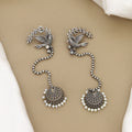 Tribal Oxidized Silver Long Chain Jhumkas