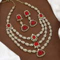 Emerald  Multi-Layered Kundan Necklace & Earrings Set