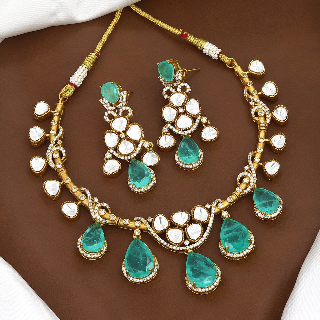 Majestic Indian Heritage Gold Kundan Polki Necklace Set