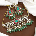 Traditional Kundan Choker & Earrings Set with Mint Green Beads