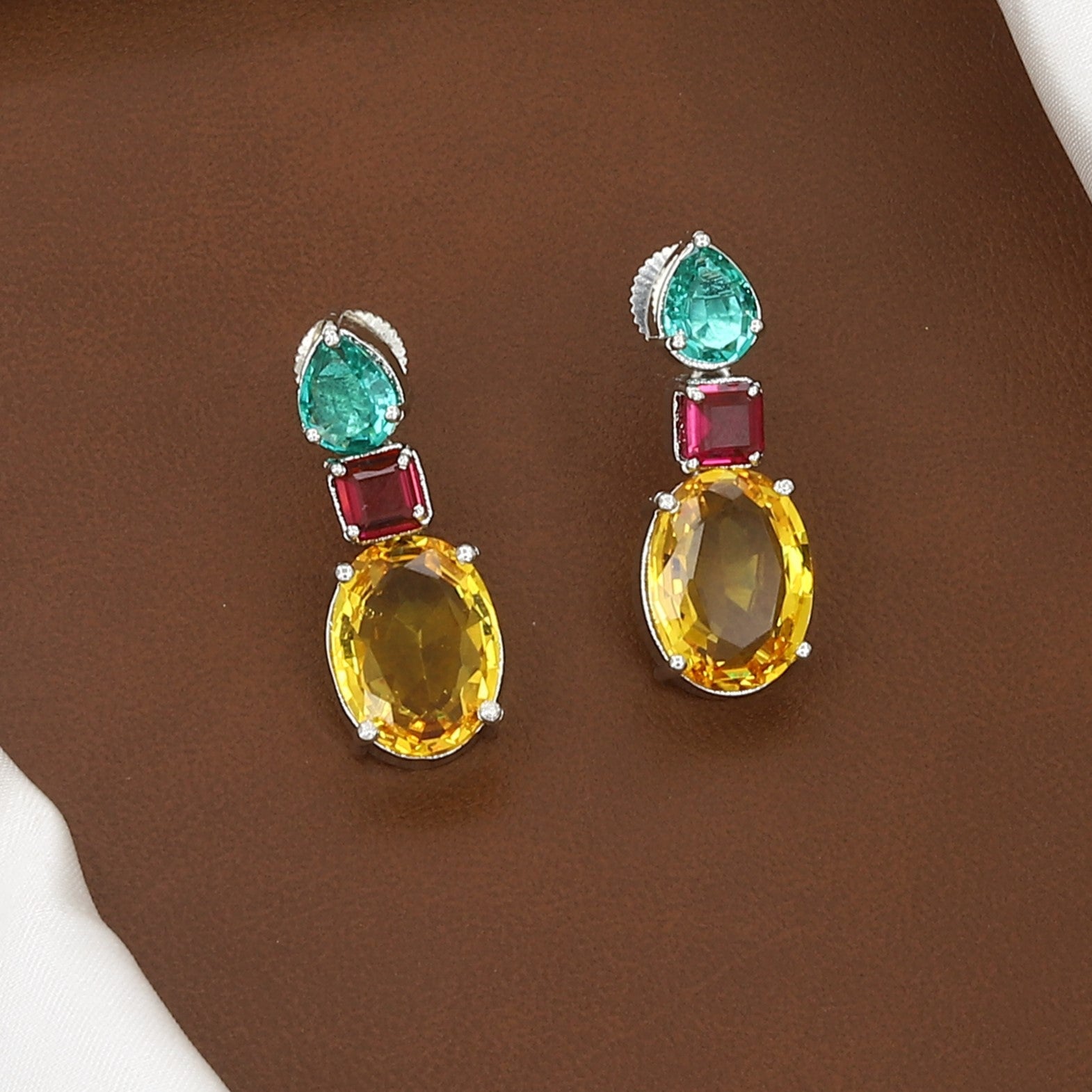 Multicolor Crystal Statement Necklace & Earrings Set