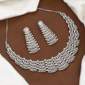 Elegant Silver American Diamond Necklace Set with Earrings