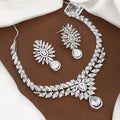 Luxe Silver Cubic Zirconia Bridal Necklace & Earrings Set