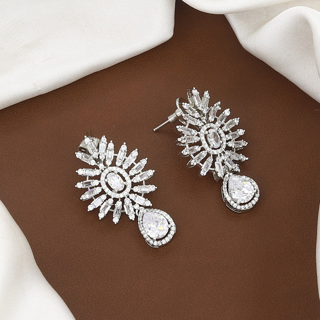 Luxe Silver Cubic Zirconia Bridal Necklace & Earrings Set
