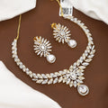 Luxe Gold-Plated Cubic Zirconia Bridal Necklace & Earrings Set