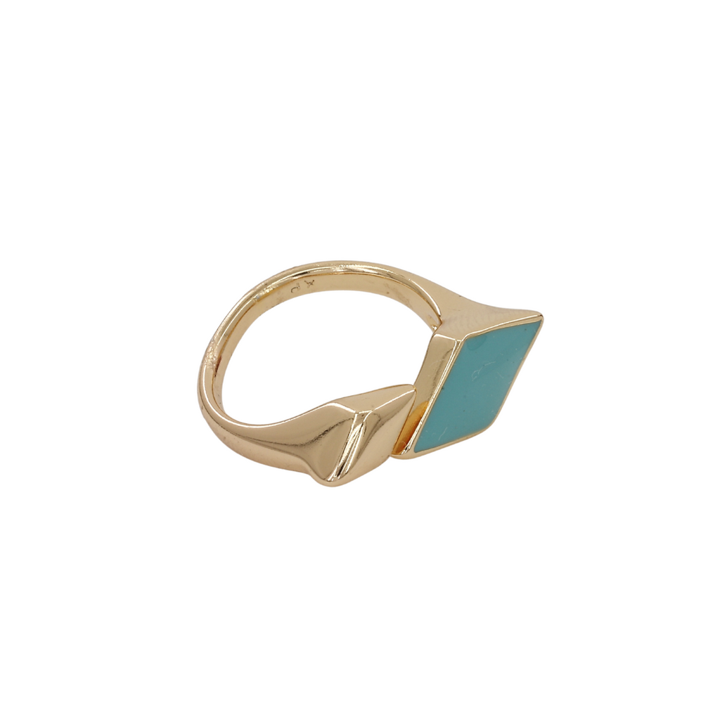 Geometric Turquoise Inlay Bypass Ring