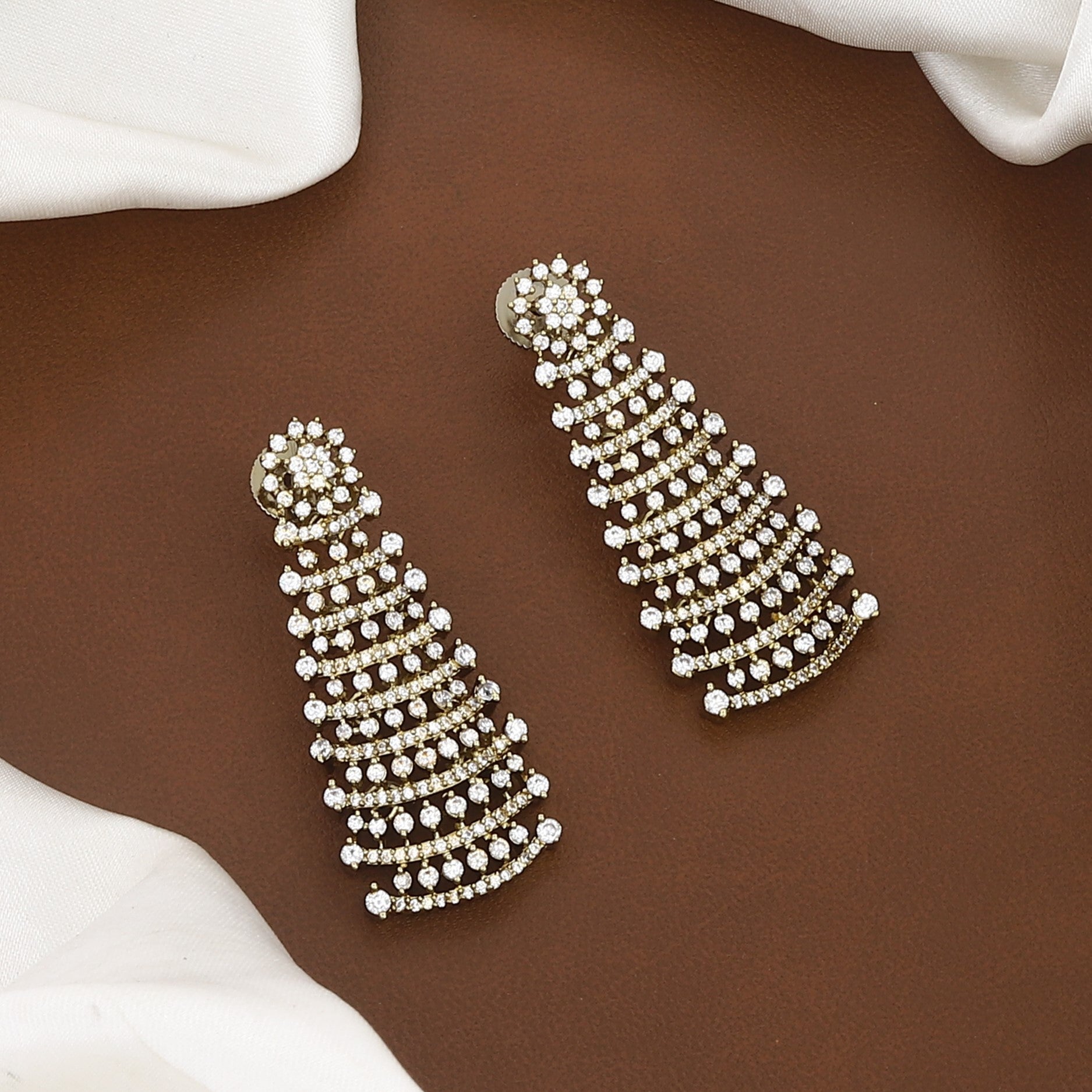 Elegant Mehndi American Diamond Necklace Set with Earrings