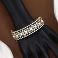 Lattice Pearl & Stone-Embellished Mehndi Finish Bangle Bracelet