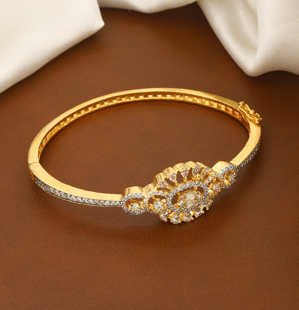 Elegant Diamond-Studded Gold Polished Finish Bracelet