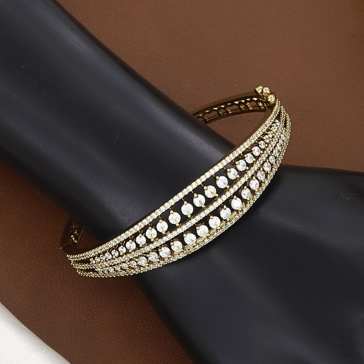 Multi-Row Diamond Mehndi Polished Finish Bangle Bracelet
