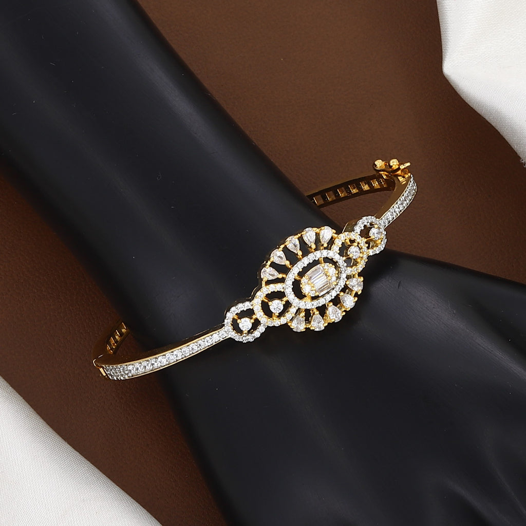 Elegant Diamond-Studded Gold Polished Finish Bracelet
