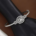 Elegant Diamond-Studded Silver Polished Finish Bracelet