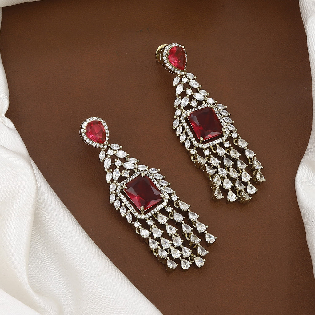 Mehndi Polished American Diamond Necklace Set with Earrings