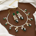 Elegant Emerald & Diamond Necklace Set with Matching Earrings