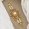 Traditional Gold-Plated Pearl & Stone-Studded Watch Bracelet
