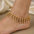 Pair Of 2 Pieces Traditional Gold Plated Payal with Ruby & Emerald Stones