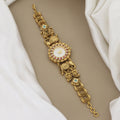Traditional Gold-Plated Elephant Motif Stone-Studded Watch Bracelet