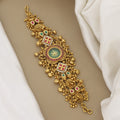 Traditional Gold-Plated Stone-Studded Watch Bracelet