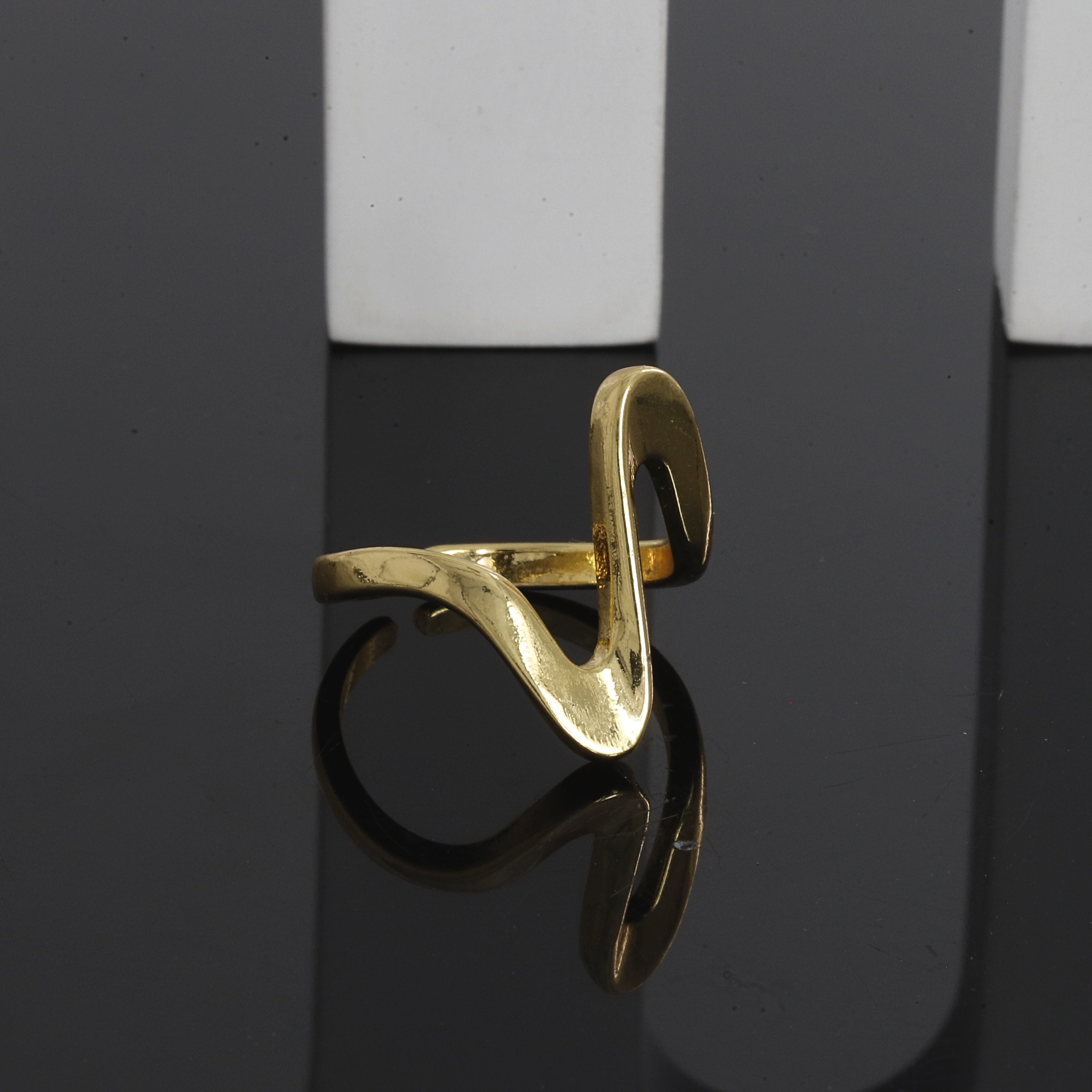 Gold Tone Wave Adjustable Ring