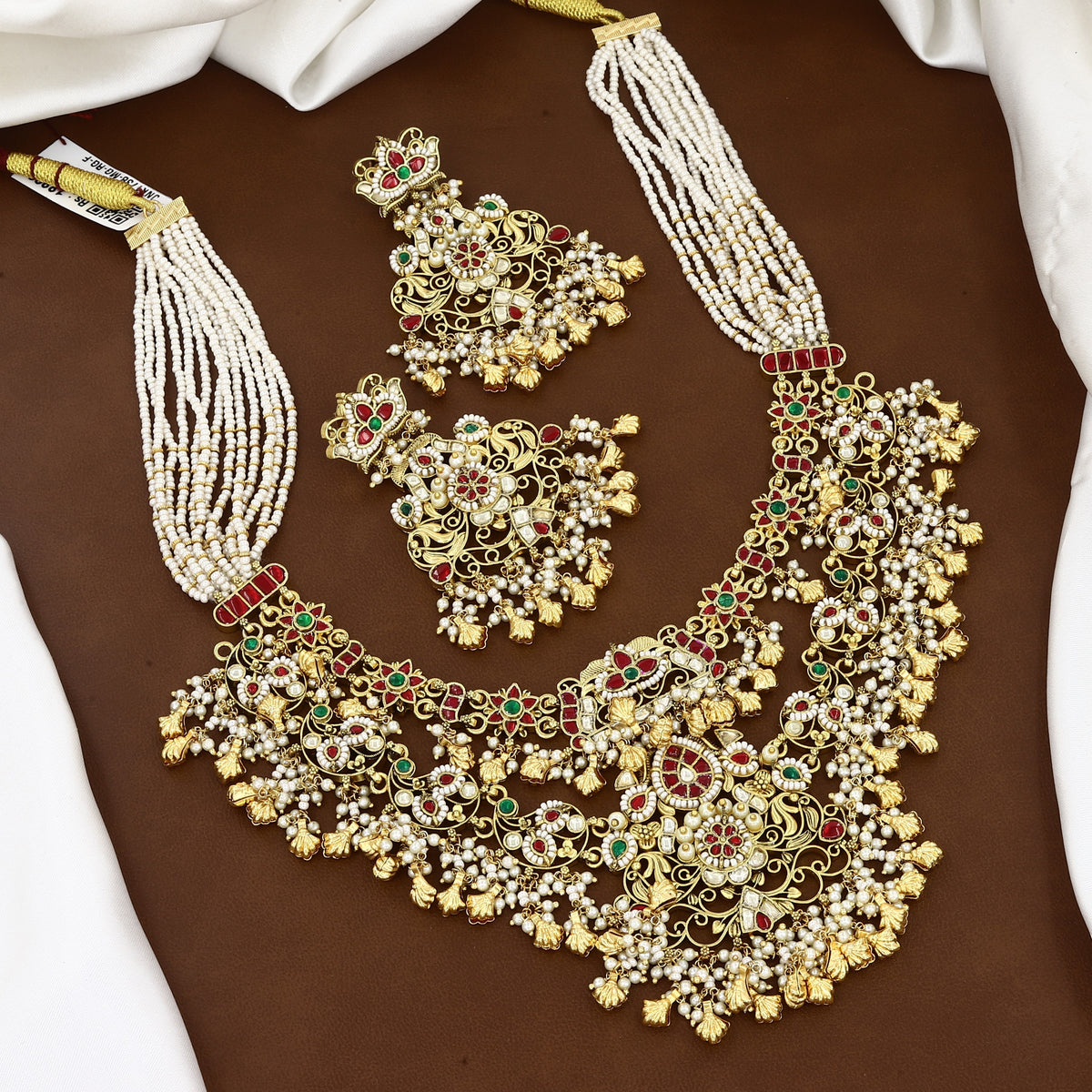 Traditional Kundan Multi-Strand Wedding Necklace Set