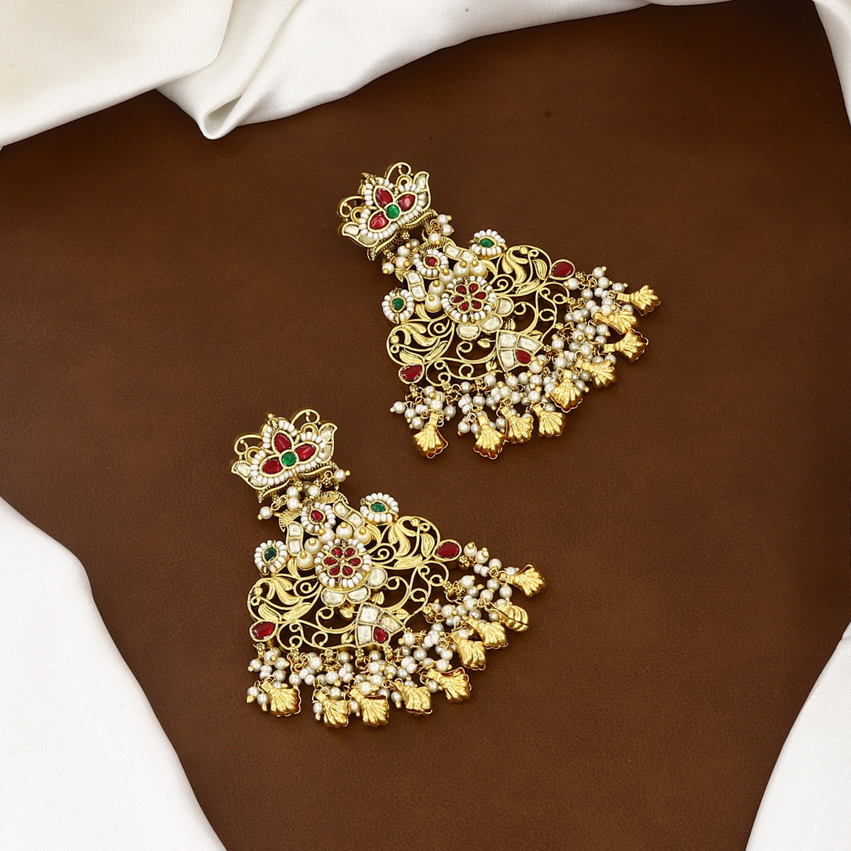 Traditional Kundan Multi-Strand Wedding Necklace Set