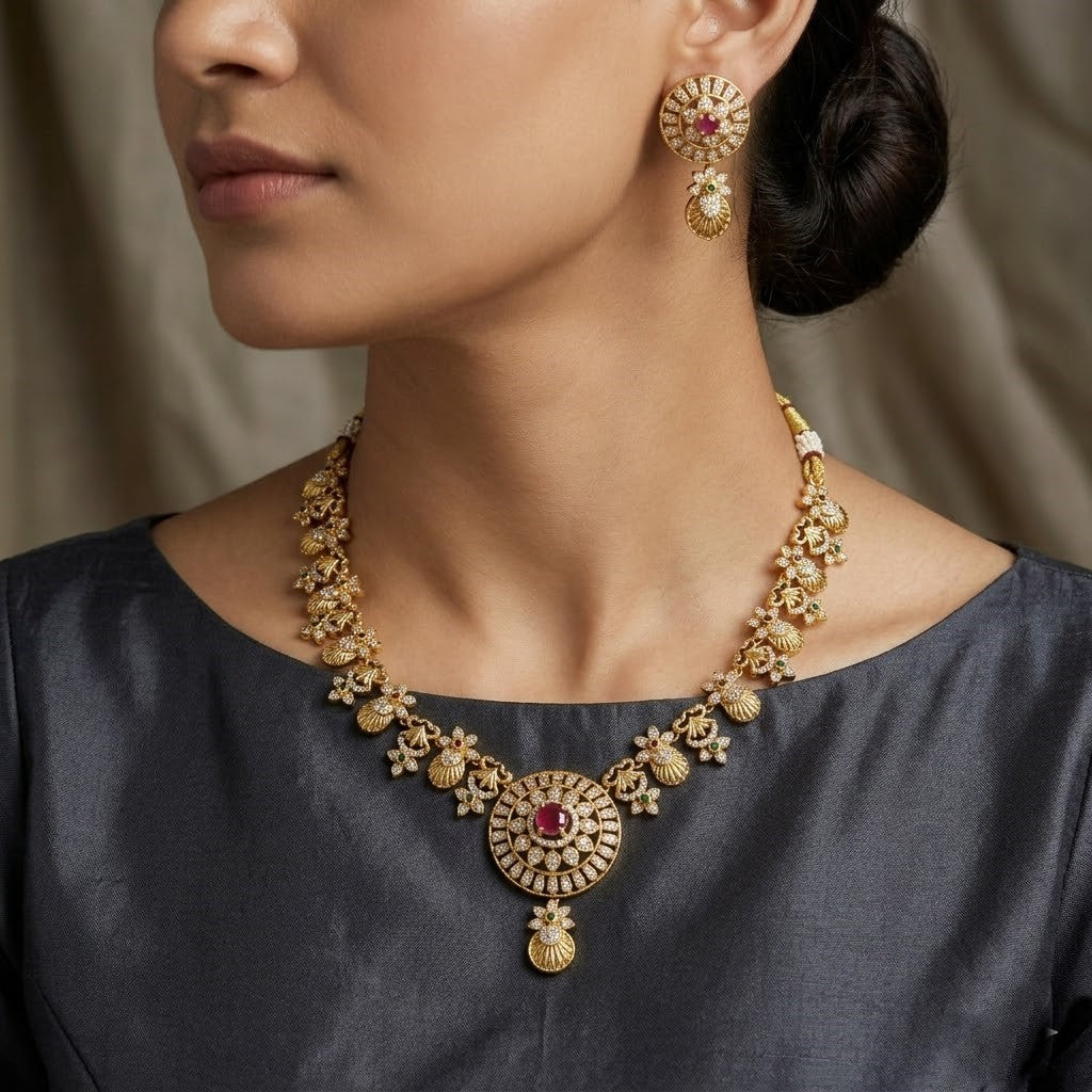 Exquisite Gold-Plated Traditional Necklace Set