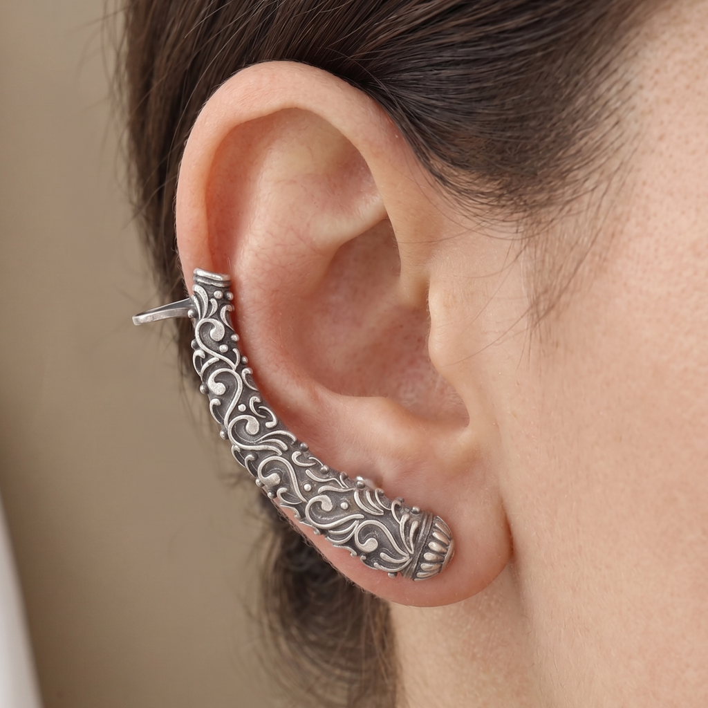 Oxidized Silver Filigree Ear Cuff